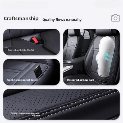 Nappa Leather Car Seat Cover - Anti-Slip Full-Wrap Front Seat Protector Cushion Mat for Drivers