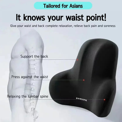 Memory Foam Lumbar Support Cushion – Back Pain Relief Pillow for Car, Office, Gaming Chairs & Postpartum Waist Support