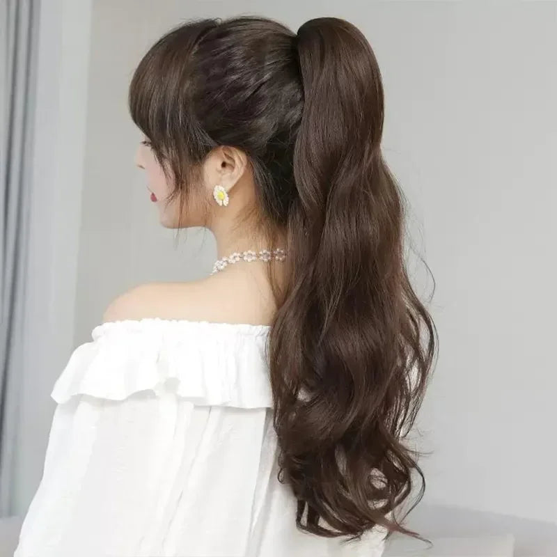 50cm Synthetic Straight Claw Clip-On Ponytail Extension – Heat Resistant Hairpiece for Women, Daily Wear & Party Styling