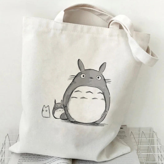 Totoro Studio Ghibli Fashion Tote Bag – Foldable Reusable Shopping Handbag, Harajuku Style Student Bag