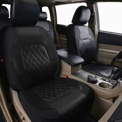 Universal 4PCS Faux Leather Car Seat Covers - All-Season Quilted Interior Seat Protector Set