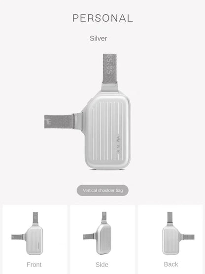 2025 RMWA Light Luxury Single-Shoulder Crossbody Bag — Vertical Aluminum-Magnesium Alloy Travel Bag, Silver Stylish Luggage