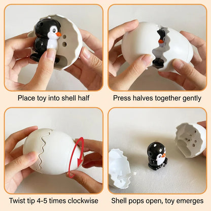 Cute Wind-Up Bouncing Egg Chick Toy – Funny Jumping Animal Stress Relief Toy for Kids