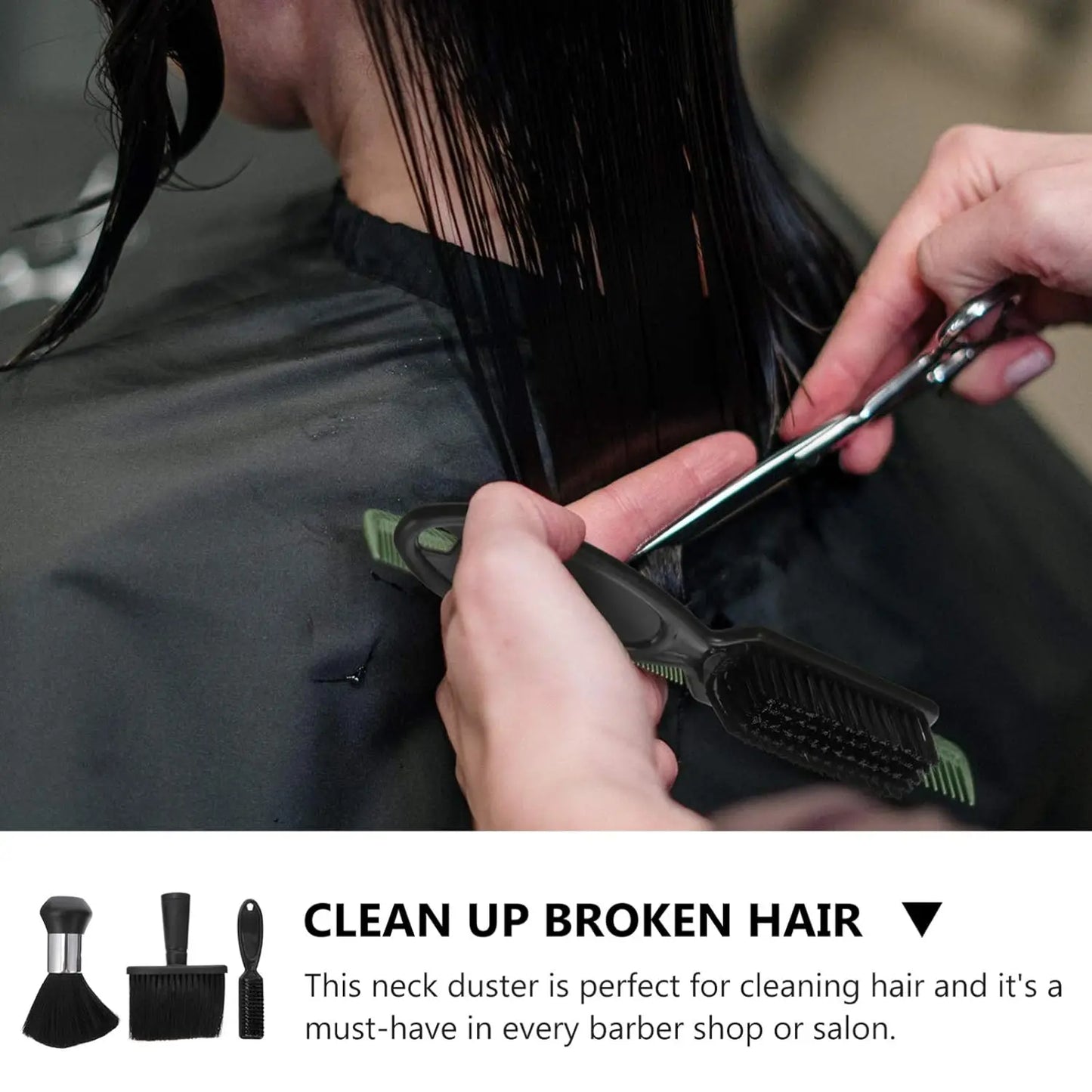 2/3-Piece Neck Dust Collector Brush Set – Hairdresser Salon Cleaning Brush for Blades & Hair Removal