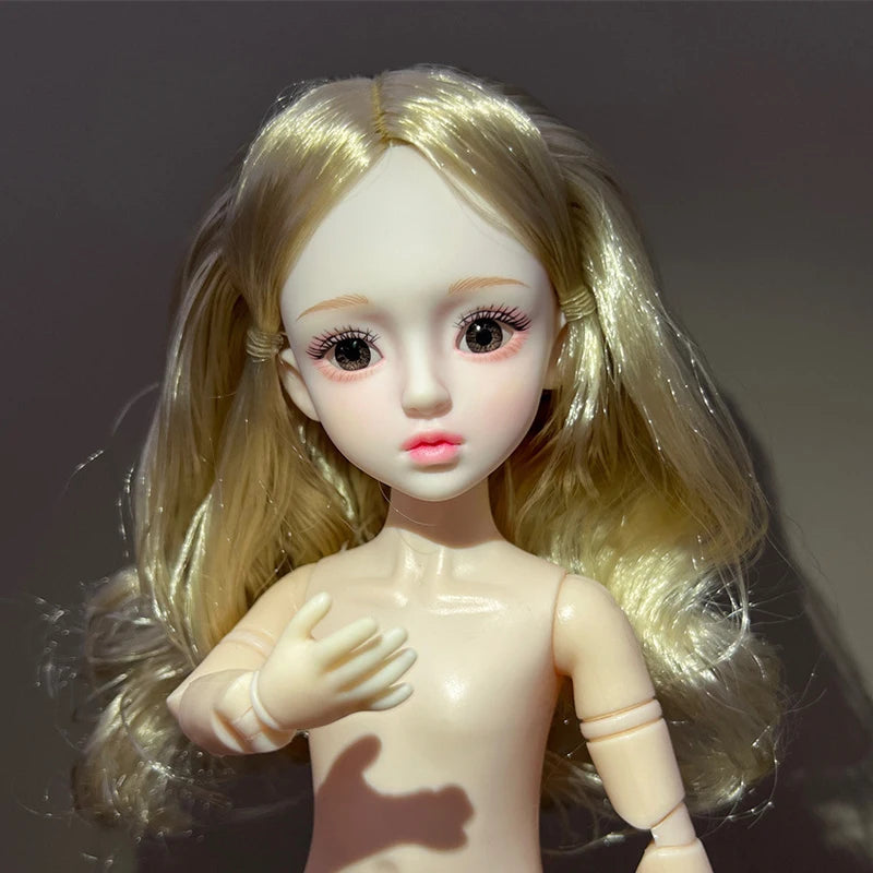 30cm 1/6 BJD Ball Jointed Doll – Starry Gray Eyes with Lolita Fashion Dress, DIY Toy Gift for Girls
