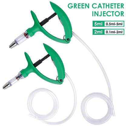 2ml/5ml Veterinary Animal Syringe - Continuous Injector with 10 Needles for Cats, Chickens, Sheep, Farm Use