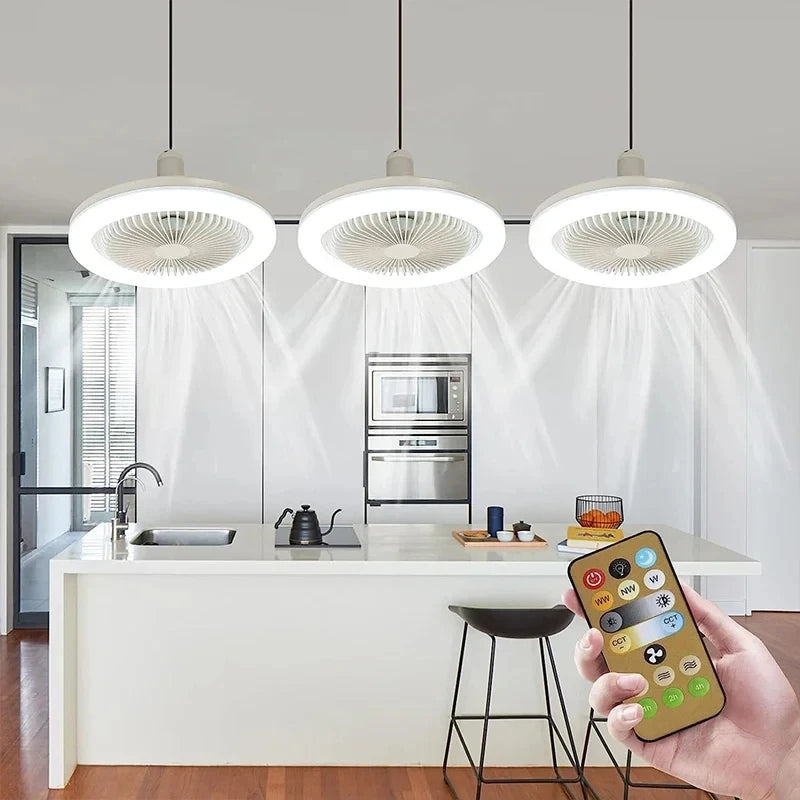 Smart 3-in-1 Ceiling Fan Light E27 Adapter - Remote Control Lighting Base for Bedroom & Living Room, 85-265V