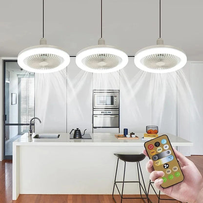 Smart 3-in-1 Ceiling Fan Light E27 Adapter - Remote Control Lighting Base for Bedroom & Living Room, 85-265V