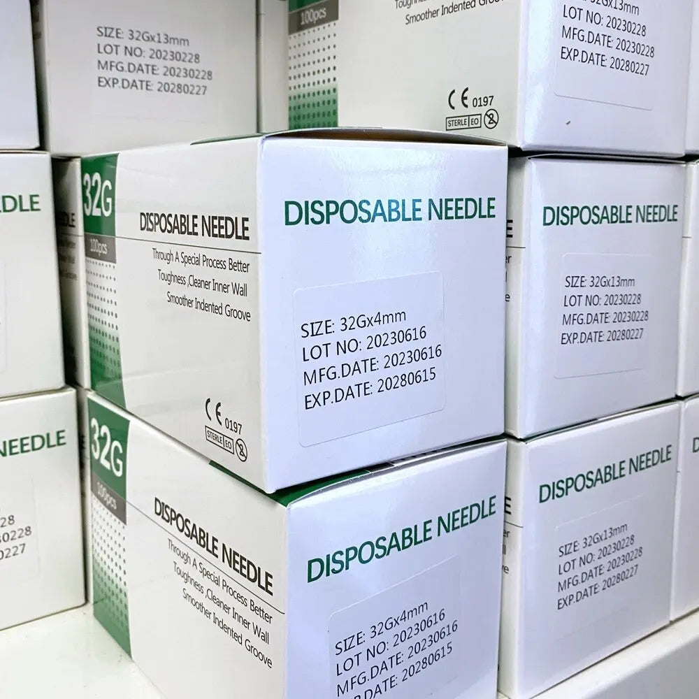 32G Disposable Syringes with Superfine 4/6/13mm Needles - Painless Teeth Irrigator & Eyelid Beauty Tool