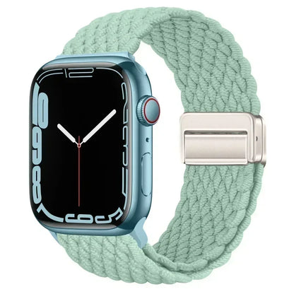 Nylon Braided Loop Apple Watch Band – Magnetic Metal Bracelet Strap for Ultra 2, Series 3–9 & SE (40mm–49mm) Adjustable Wristband