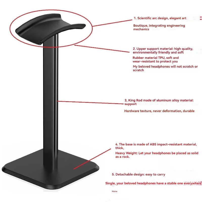 Universal Headphone Stand - Aluminum Alloy Headset Holder for Gaming Earphones and Desktop Headphones
