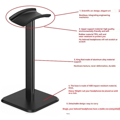 Universal Headphone Stand - Aluminum Alloy Headset Holder for Gaming Earphones and Desktop Headphones