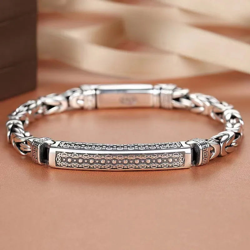 925 Sterling Silver Vintage Romance Bracelet - Elegant Chain Jewelry for Men & Women, Wedding & Party Gift