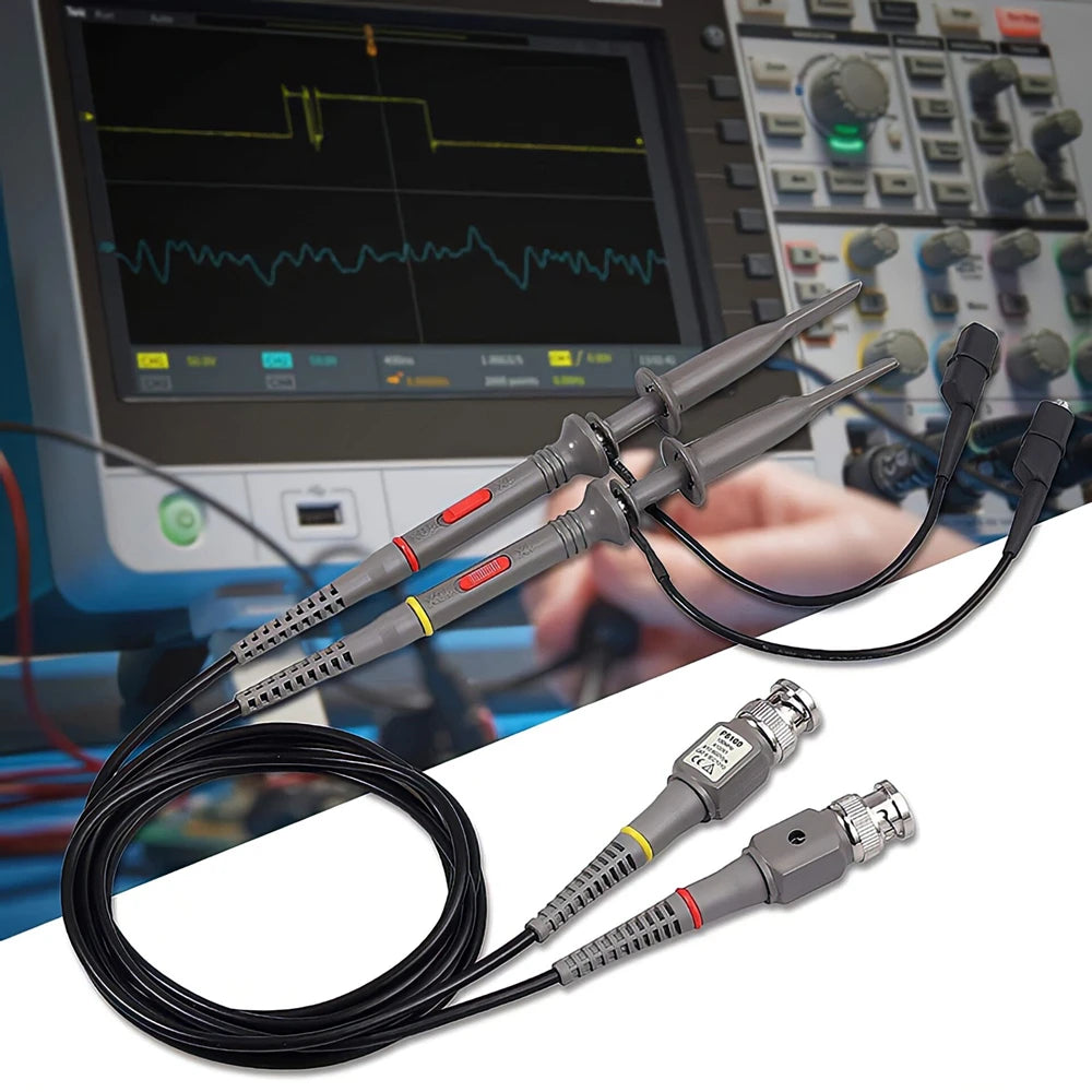 P6100 BNC Oscilloscope Probe Kit - 100MHz 1X/10X High-Precision Test Leads with Alligator Clip