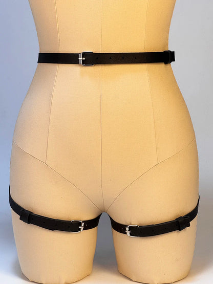 Women’s Punk PU Leather Leg Harness - Gothic Thigh Belt for Rave & Alternative Outfits