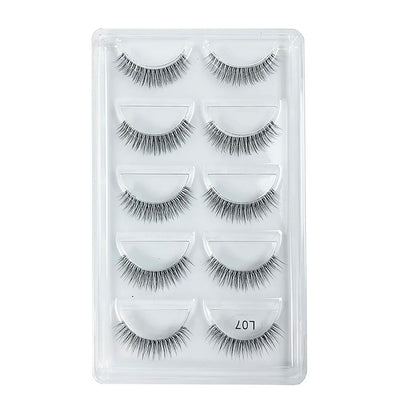 5 Pairs Manga Style Cosplay False Eyelashes – Soft Natural Short Mink Strip Lashes with Clear Band