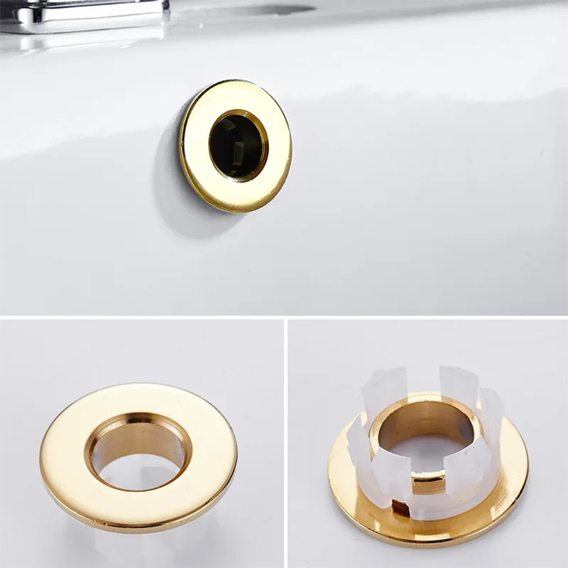 Brass Bathroom Sink Overflow Cover Cap – Chrome Trim Basin Faucet Hole Ring Insert Replacement, Bathroom Accessories for Universal Fit & Easy Installation