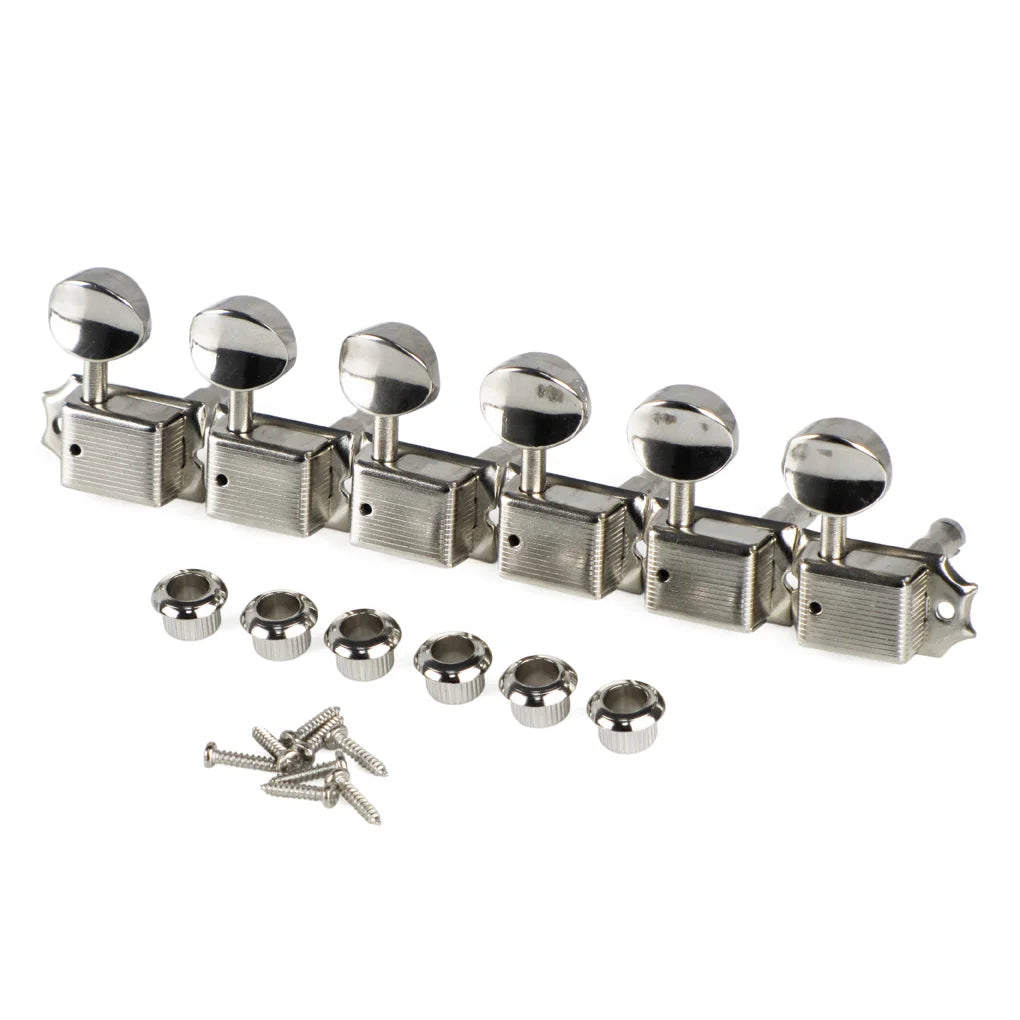 FLEOR Nickel Silver 6-in-Line Vintage Electric Guitar Machine Heads - Tuners, Tuning Keys & Pegs, Guitar Accessories