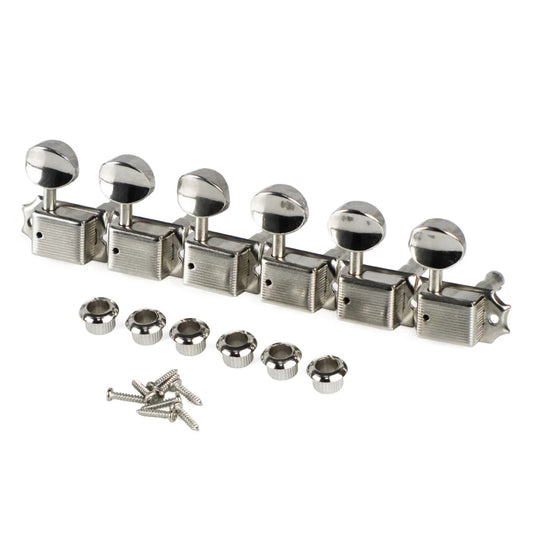 FLEOR 6-in-Line Nickel Silver Electric Guitar Tuners — Vintage Machine Heads, Tuning Keys Pegs for 6R Guitar