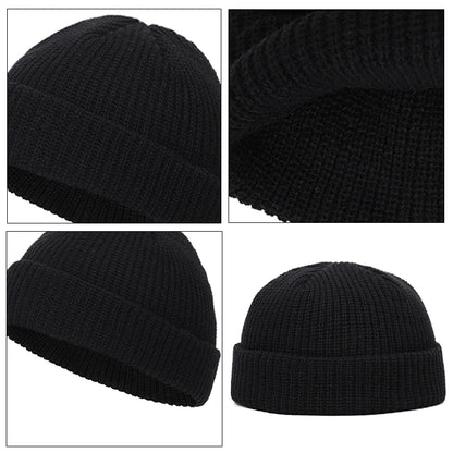Unisex Solid Color Knit Beanie - Warm Brimless Winter Hat for Men and Women, Hip Hop Style Skullcap