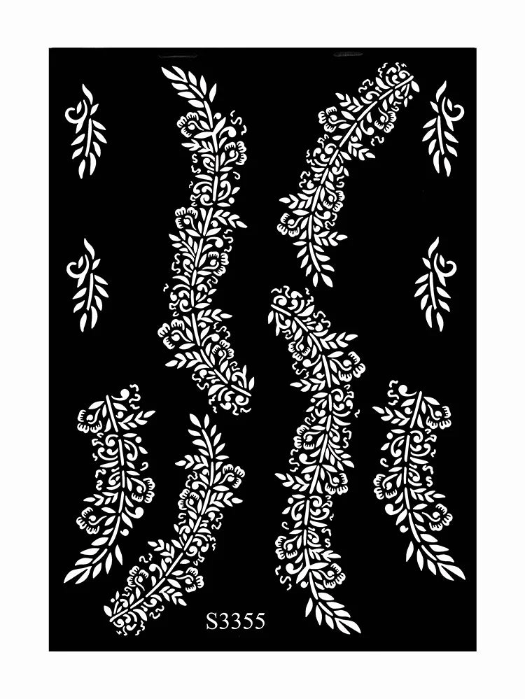 Reusable Henna Stencil Templates for Hand & Body – Floral Tattoo Stencils for Women, Weddings & Festivals Body Art Makeup Tools