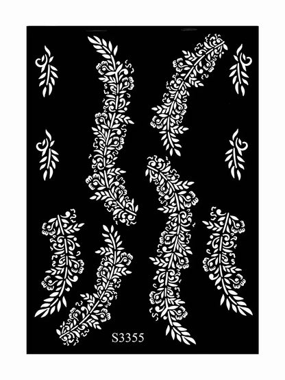 Reusable Henna Stencil Templates for Hand & Body – Floral Tattoo Stencils for Women, Weddings & Festivals Body Art Makeup Tools