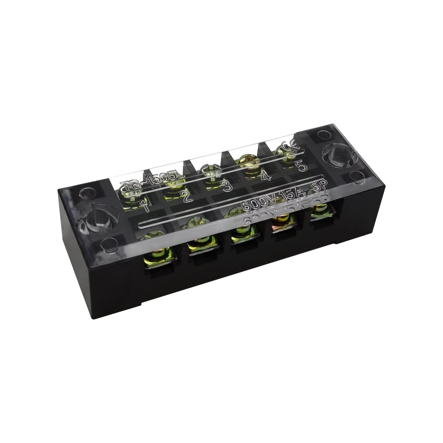 Dual Row Barrier Screw Terminal Block Strip — 600V 15A Wire Connector, 3-20 Position Options
