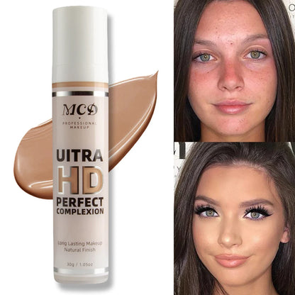 9-Shade Full Coverage Liquid Concealer & Foundation — Natural Matte Base Makeup