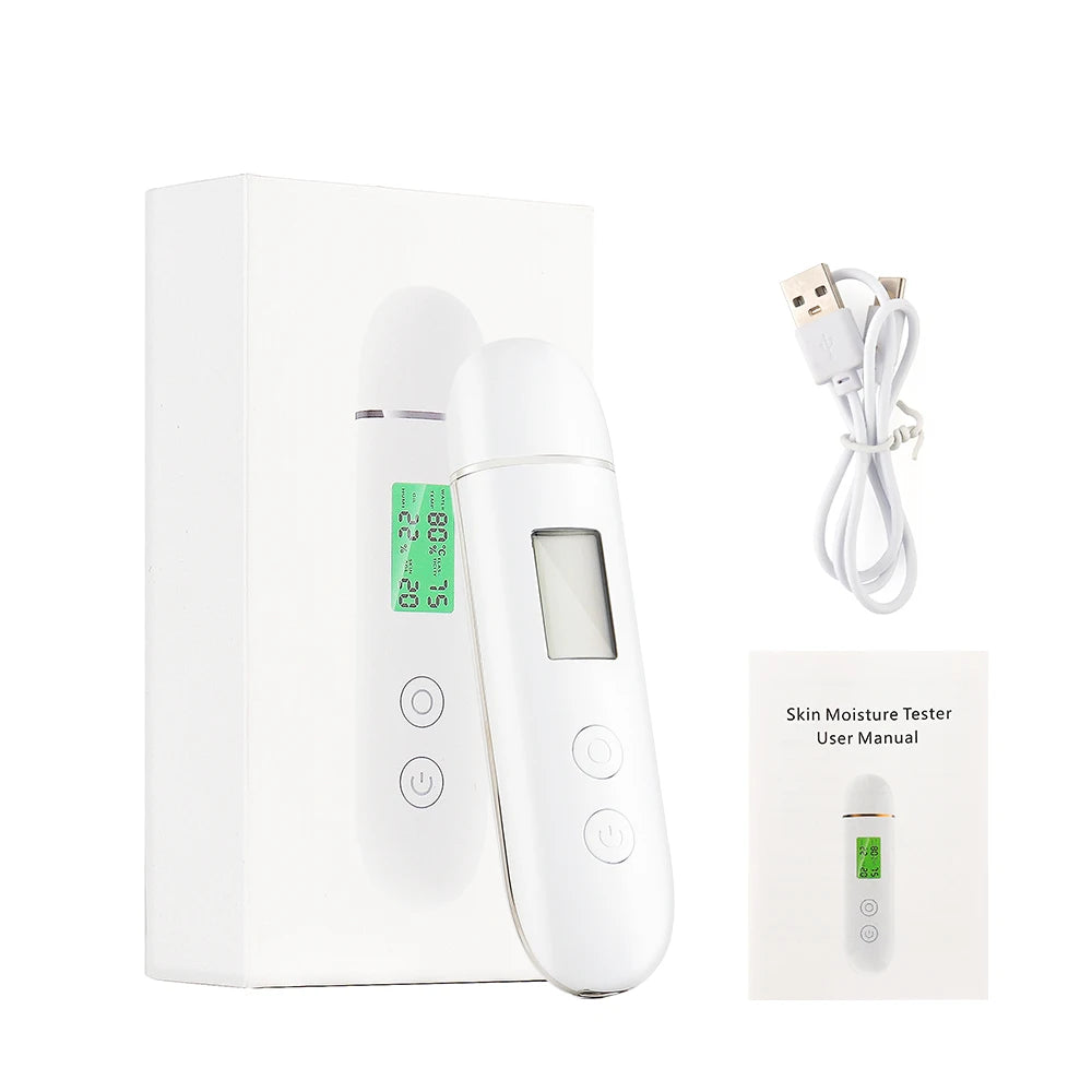 Skin Tester Analyzer - Moisture, Oil Content, Elasticity, and Age Test Meter with Fluorescent Agent Detector
