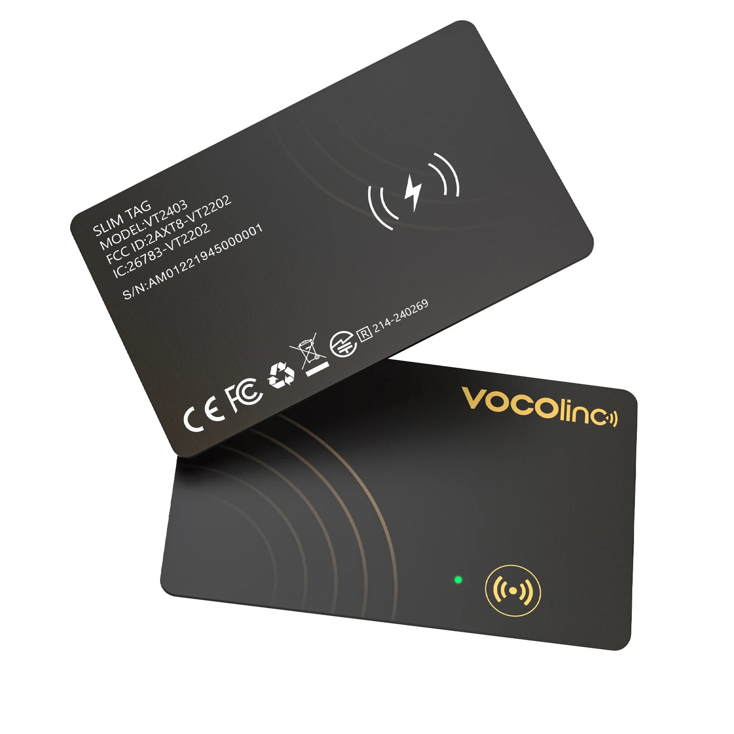 VOCOlinc Wireless Charging Bluetooth Smart Tag — 1/2PCS Global Locator & Item Finder Card, Compatible with Find My (iOS Only)
