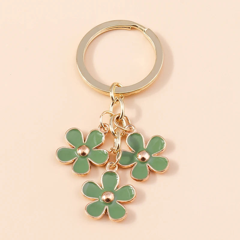Sakura Flower Enamel Keychain - Colorful Cute Key Ring Handbag Accessory Gift for Women & Girls