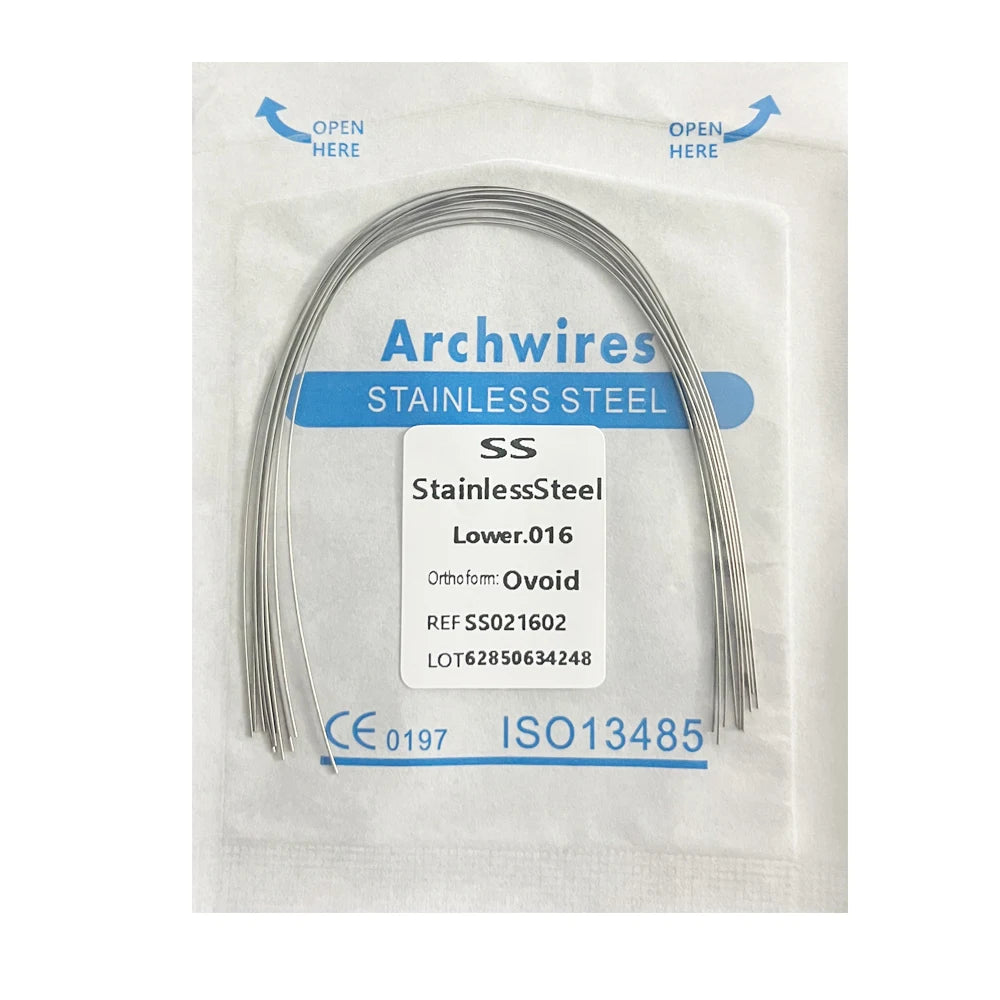 10PCS Dental Orthodontic Arch Wire Set - Stainless Steel Round & Rectangular Dentist Ovoid Form Material