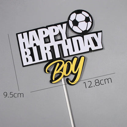 Soccer Cake Topper (Boy) – Football Party Decorations & Happy Birthday Cake Picks for Kids