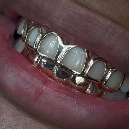 Six-Tooth Hip-Hop Grillz Set - Hollow Fashion Tooth Jewelry for Stage Props & Festival Gifts