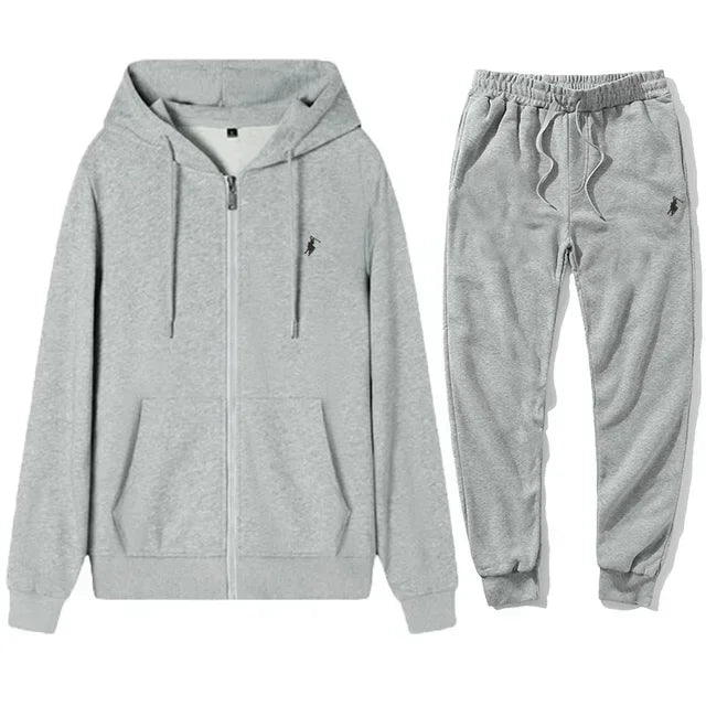 Men's Hooded Tracksuit Set - Classic Warm Hoodie & Sport Pants for Autumn and Winter
