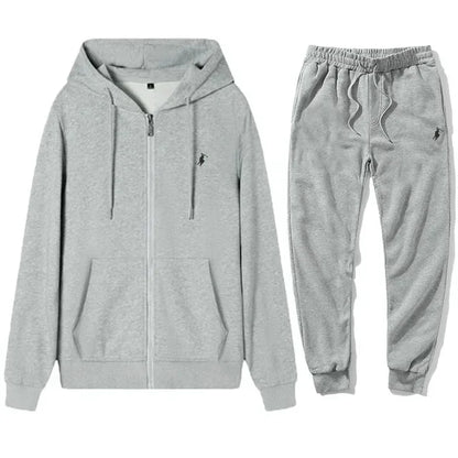 Men's Hooded Tracksuit Set - Classic Warm Hoodie & Sport Pants for Autumn and Winter
