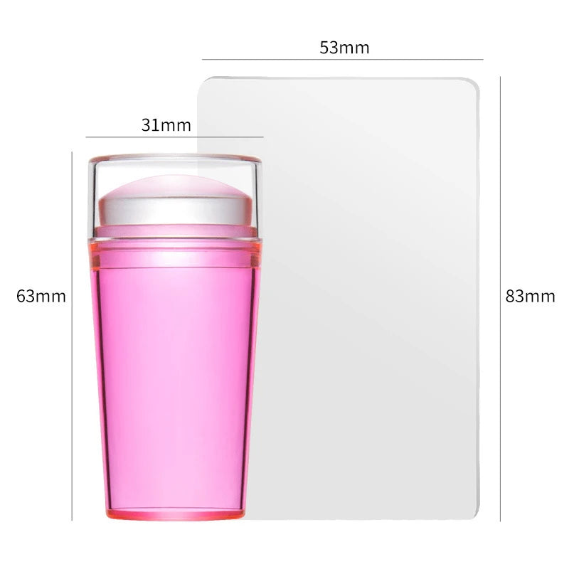 Clear Jelly Nail Stamper Set - Silicone Nail Art Stamp Tool with Scraper for Manicure Designs