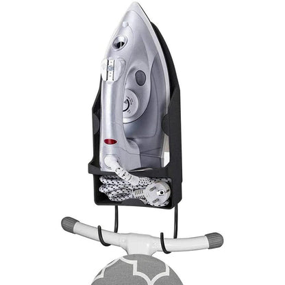 Keep Your Iron Handy: Portable Iron Holder - Wall Mount Ironing Board Hanger - Black and White Iron Storage Rack for Home or Hotel Use - Convenient Storage Solution