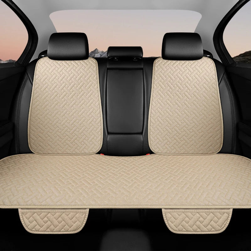Universal Linen Car Seat Cushion - All-Season Driver Seat Cover with Small Waist Support