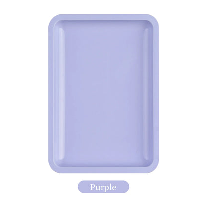 Square Stainless Steel Cosmetic Storage Tray – Nail Art Manicure Plate for Tools & False Nails