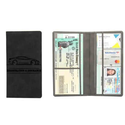 Leather Car Registration & Insurance Holder – Men's Driving License Cover, Auto Documents & Credit Card Storage Bag