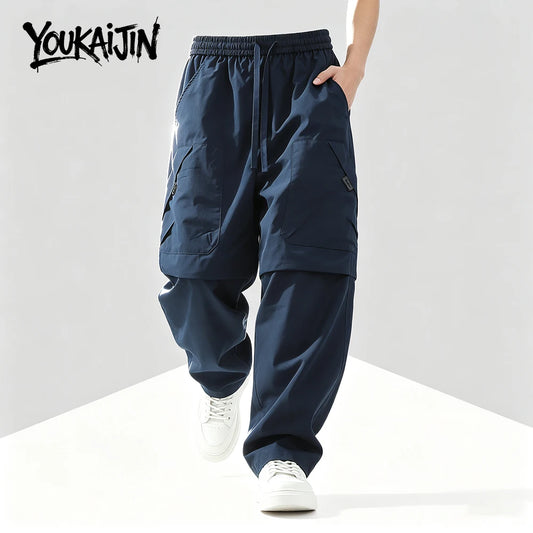 Men’s Harajuku Casual Pants - Loose Fit Elastic Waist Outdoor Walking & Hiking Trousers