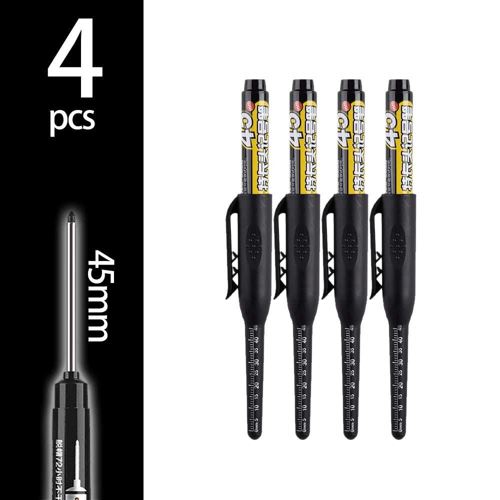 45mm Deep-Hole Carpenter Marker Pen - Long-Nib Woodworking Marking Pen for Measuring & Construction