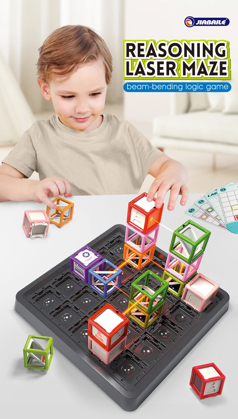 60-Level Laser Maze STEM Game — Educational Logic & Thinking Board Game for Kids, STEM Challenge & Stacking Toy