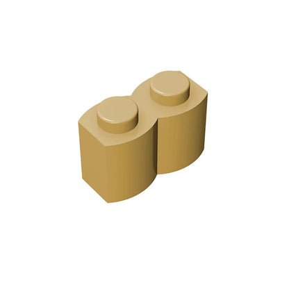 50-Piece 1x2 Log Profile Building Bricks - Modified Modular Blocks for MOC, GBC & Technical Construction Sets