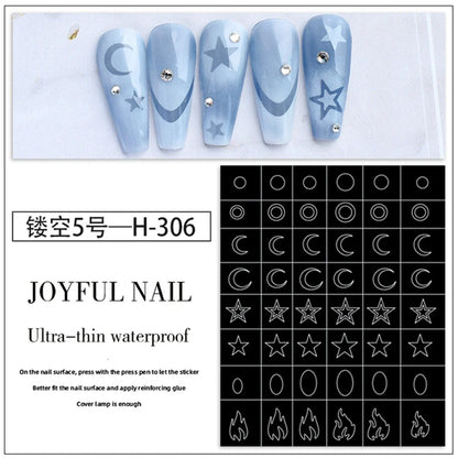 Hollow Nail Art Stickers – Spray-Painted Love & Butterfly French Pattern Decorative Decals for Nails