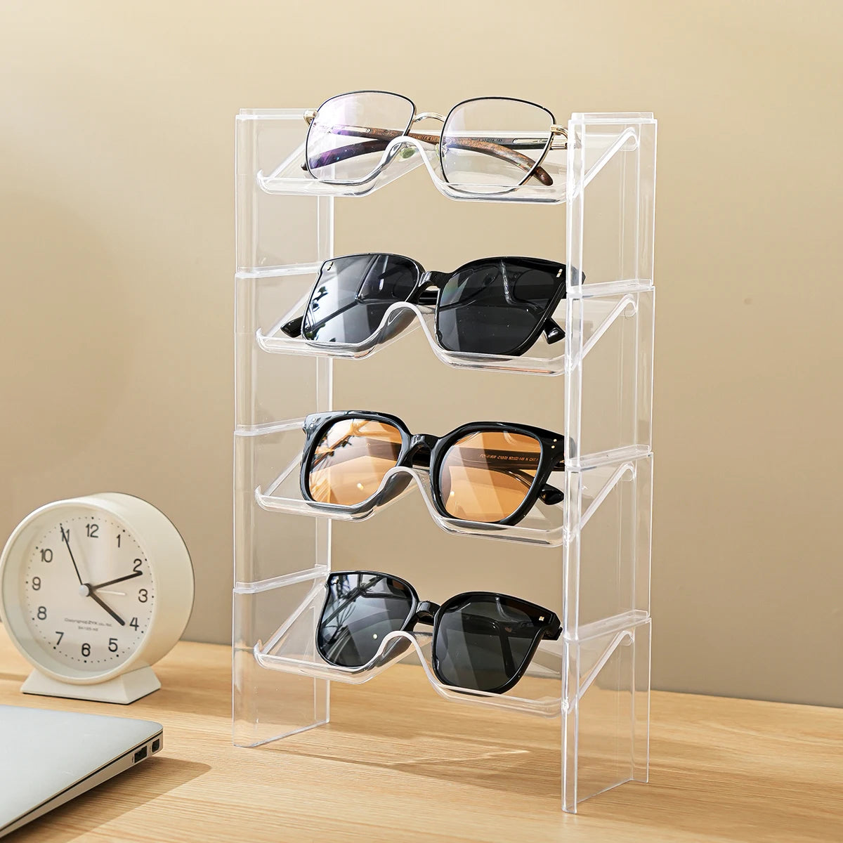 2-Pack Transparent Stacking Glasses Rack – Desktop Sunglasses Display Holder