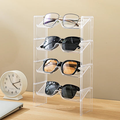 2-Pack Transparent Stacking Glasses Rack – Desktop Sunglasses Display Holder