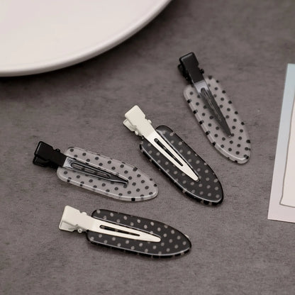 4-Piece Black & White Acrylic Hair Clips - Traceless Duckbill Clips for Styling Bangs and Hair