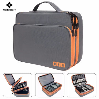 Multi-Layer Cable Storage Bag - Portable Travel Organizer Case for Chargers & Electronic Accessories